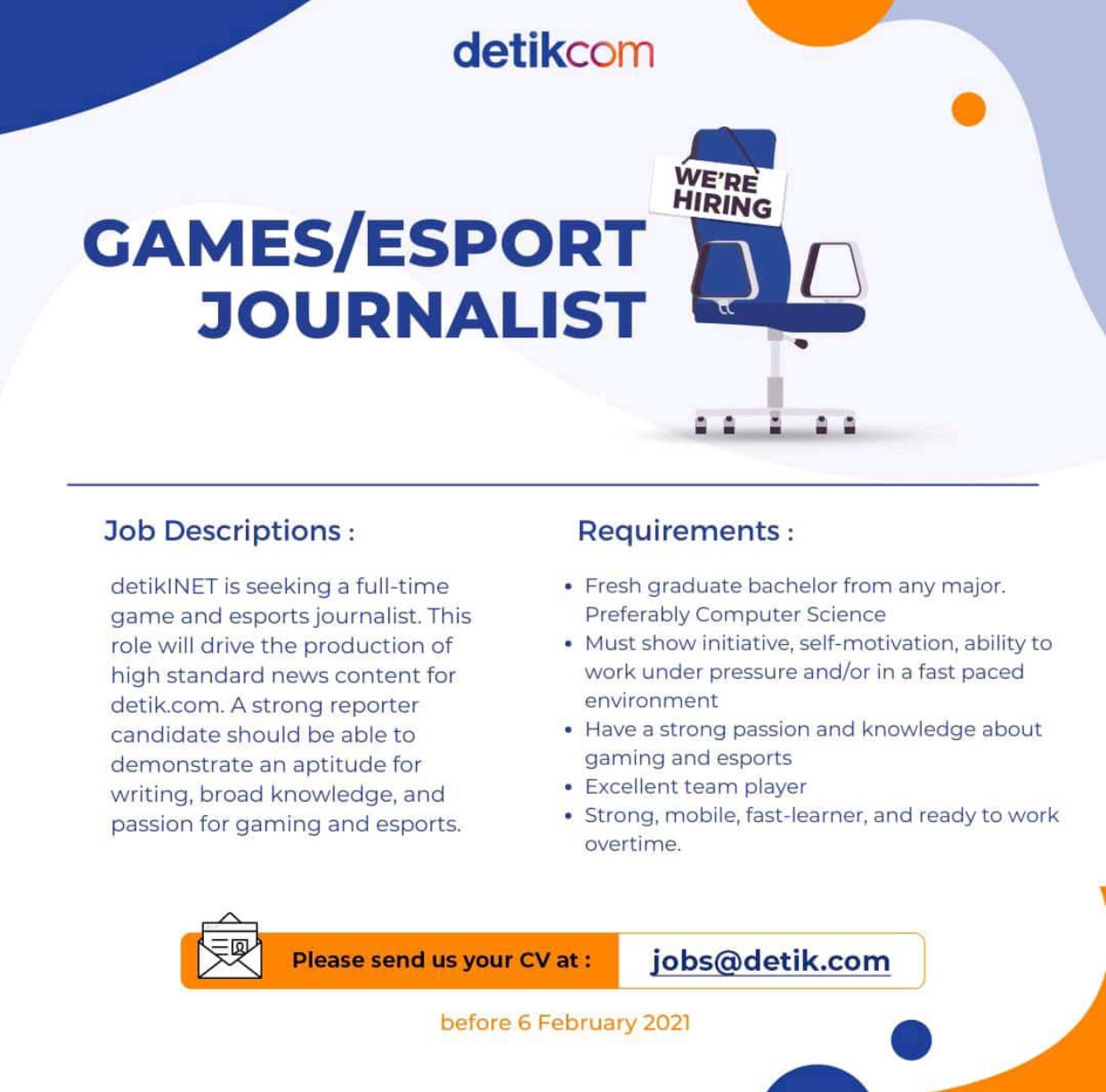 Infoloker 2021 DetikCom Esport Jurnalis