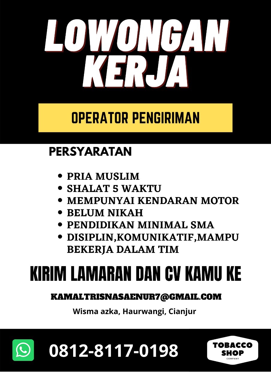 Lowongan Kerja Tobaco Shop Haurwangi Cianjur