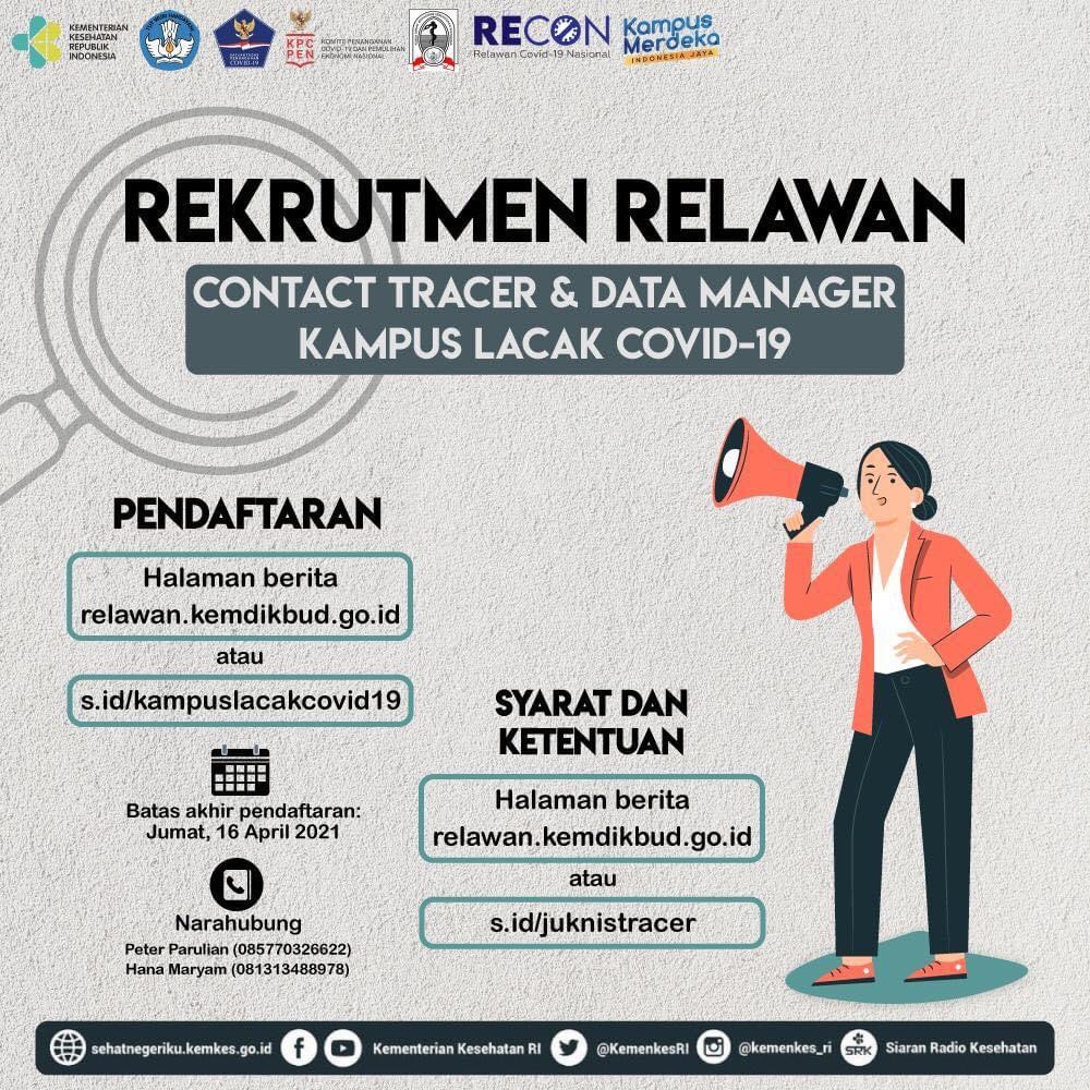 Rekruitmen Relawan Contact Tracer dan Data Manager Kampus Lacak COVID-19 Kemenkes dan Kemendikbud