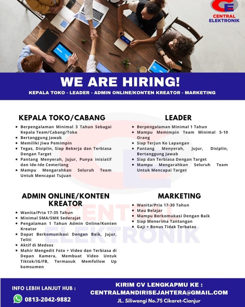 Lowongan Kerja Terbaru Central Elektronik Cianjur
