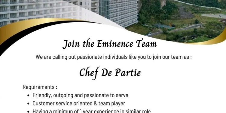 Lowongan Chef De Partie di Le Eminence Hotel Puncak