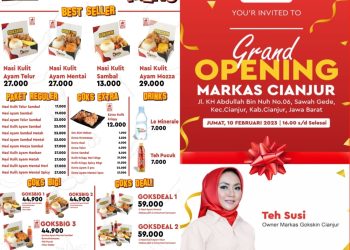Grand Opening Nasi Kulit Gokskin ke 54 di Cianjur, Promo Bayar Cuma Rp 1,- Saja