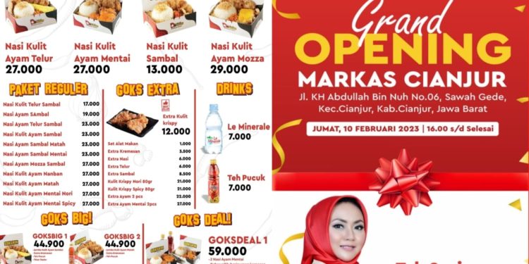 Grand Opening Nasi Kulit Gokskin ke 54 di Cianjur, Promo Bayar Cuma Rp 1,- Saja