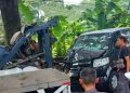 Empat Kendaraan Terlibat Lakalantas Beruntun di Cugenang, Solar Tumpah ke Jalan